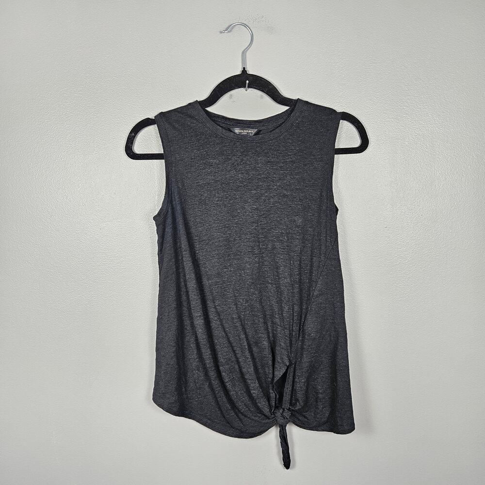 Banana Republic Womens‎ XS Linen Sleeveless Twist Front Tank Top Black Summer